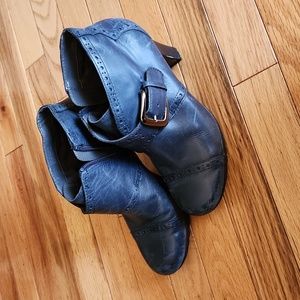 Good condition navy ankle boots with buckle detailing